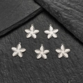 Set of 5 silver stainless steel flower charms for DIY jewelry making accessories - Five-Petal Flower Style (617) / 5 Pieces / Steel