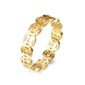 Detalle de anillo calado bañado en oro de 18k con diseño de monedas de cobre chinas - US 6 / Dorado