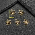 Set of 5 golden stainless steel hollow flower charms 18mm for jewelry making - Six-Petal Flower Style (619) / 5 Pieces/Pack (18mm) / Gold