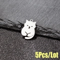 5 pieces set of silver metal cat charms for DIY jewelry making and animal pendants - Sitting Cat Style (570) / 5 Pieces / Steel