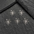 Five pieces of silver stainless steel six-petal flower charms for DIY jewelry making - Six-Petal Flower Style (619) / 5 Pieces / Steel