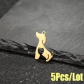 Set de 5 colgantes de perro teckel en acero inoxidable dorado pulido para joyería DIY - Dorado