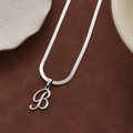 Collana a catena serpente argento con ciondolo artistico lettera B per donna - Lettera B
