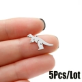 Polished silver stainless steel dinosaur silhouette pendant for jewelry DIY crafts - T-Rex Style (563) / 5 Pieces / Steel