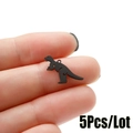 Matte black stainless steel dinosaur pendant for DIY jewelry making 5pcs set - T-Rex Style (563) / 5 Pieces / Black