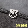 Set di 5 ciondoli cane schnauzer in acciaio inossidabile lucidato placcato oro 18K - Stile Schnauzer (552) (Solo ciondolo) / Color Acciaio