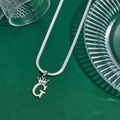 Silver crown letter G pendant necklace with sleek snake chain for a stylish look - Letter G
