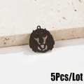 Set di 5 ciondoli a testa di lupo traforati in acciaio inossidabile nero per gioielli - Stile Testa di Lupo (553) (Solo ciondolo) / Nero