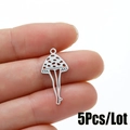 Pack de 5 colgantes de seta con piernas de acero para collares y joyería artesanal - Color Acero