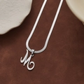 Collier chaîne serpent en acier inoxydable argenté avec pendentif lettre M cursive - Lettre M