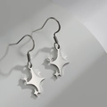 Minimalist silver stainless steel star pendant earrings for women with a polished finish - Silver