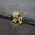Ciondolo bulldog francese traforato in acciaio dorato, misura 17mm per 15mm di lato - Stile Bulldog Francese (558) / 5 Pezzi / Oro
