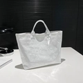 Sac fourre-tout minimaliste en papier DuPont blanc avec embossage TOTE BAG et poignées - Blanc