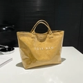 Sac fourre-tout jaune gingembre en papier DuPont avec imprimé TOTE BAG blanc - Jaune