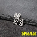 Set di 5 ciondoli a forma di bulldog francese traforati in acciaio inossidabile argento - Stile Bulldog Francese (558) / 5 Pezzi / Color Acciaio
