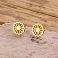 18k vergoldete 10mm hohle Blumenohrstecker aus Edelstahl für Damen Modeaccessoire - 813 Gold (Hohle Sonnenblume)