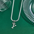 Polished silver stainless steel Y-letter crown pendant with flat snake bone chain - Letter Y