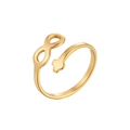 Adjustable golden stainless steel ring featuring infinity symbol and cross design - Infinity Cross / Gold