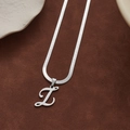 Collier à chaîne serpent plate avec pendentif lettre L en argent pour femme - Lettre Z