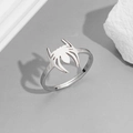 Dettaglio dell'anello regolabile in acciaio inossidabile argento con ragno intagliato - Aperto Regolabile / Stile Ragno (275 Color Acciaio)