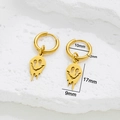 Gothic gold melting smiley face drop earrings in polished stainless steel for Halloween - Gold