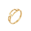 Minimalist gold square geometric open ring with hollow design for women's modern style - Square Gold