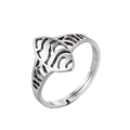 Irregular silver geometric hollow shark pattern open ring with stainless steel finish - Evil Eye Steel