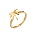 Minimalist 18K gold plated stainless steel open ring with cutout coconut tree design - Coconut Tree / Gold