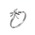 Adjustable silver stainless steel open ring featuring a minimalist coconut tree design - Coconut Tree / Steel