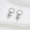 Silver hollow butterfly fairy charm hoop earrings in polished stainless steel for women - Silver