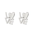 Orecchini a lobo LOVE minimalisti in acciaio argentato con lettera O a forma di cuore - Color Acciaio