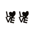 Orecchini a perno minimalisti neri opachi LOVE a cuore da donna in stile geometrico - Nero