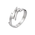 Polished silver lightning bolt open ring with a minimalist geometric design - Flash / Steel