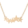 Collier minimaliste en acier inoxydable doré avec pendentif de cinq étoiles entrelacées sur blanc - Doré