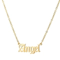 Collar minimalista dorado con colgante Angel de letra inglesa antigua para mujer - Dorado