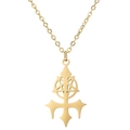 Collana gotica in acciaio inossidabile dorato con ciondolo a pentagramma e design traforato - Oro