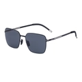 Men's square polarized sunglasses with black metal frame and nylon lenses for outdoors - Black Frame Gray Lens (M02)