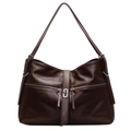Grand sac cabas vintage marron avec poches zippées et bandoulière réglable - Marron