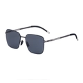 Gafas de sol polarizadas cuadradas para hombre con montura metálica y lentes de nylon - Montura Gris Lente Gris (M01)