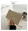 Bolso bandolera caqui con flores de resina 3D, perlas y cadena dorada - Caqui