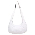 Chic white padded hobo bag with quilted texture and adjustable strap for women - White