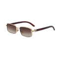 Square metal frame sunglasses with brown gradient lenses and gold C-shaped hinges - Gold Frame Gradual Brown (C2)