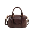 Classic dark brown Boston pillow bag with front pocket and adjustable shoulder strap - Brown