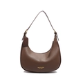 Bruine hobo tas van lychee leer met gouden logo op een witte achtergrond - Bruin