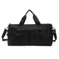 Large black sports bag with dry-wet separation and shoe compartment for gym and travel - Black