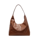 Bolso tote hobo de cuero sintético marrón con gran capacidad y costuras verticales - Marrón