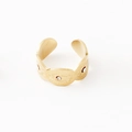 Detailansicht des 14K vergoldeten Rings mit drei Evil Eye Motiven und Zirkonia Steinen - Einstellbar Offen / Gold Rhombus Böser Blick