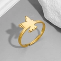 Anillo dorado minimalista con silueta de pájaro y banda abierta ajustable - Abierto Ajustable / Estilo Pájaro (272 Dorado)