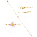 Bracciale in acciaio dorato con ciondolo in pietra naturale viola e cuore dorato - Cuore Viola (A2786)