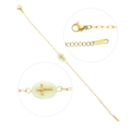 Bracelet en acier inoxydable doré avec un pendentif croix blanc ovale et un fermoir homard - Croix Vert Clair (A2787)
